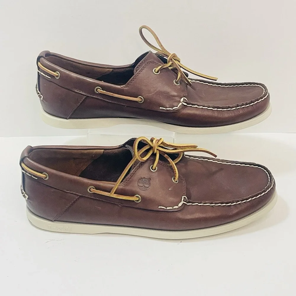 TIMBERLAND Earth Keepers Brown Heritage 2 Eye Boat Shoes Mens Size 14 W